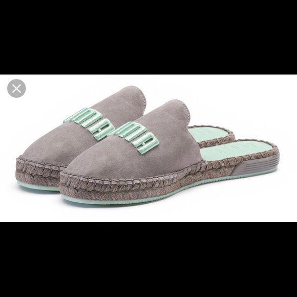 NIB Fenty Puma espadrilles slides sz 5.5 gray blue - Picture 3 of 7